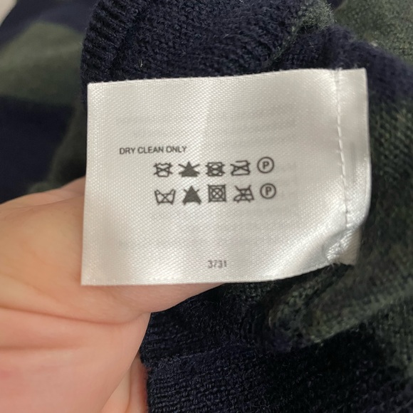 Brooks Brothers 100% Merino Wool Navy and Green Striped V Neck Sweater Men's L - Picture 7 of 8